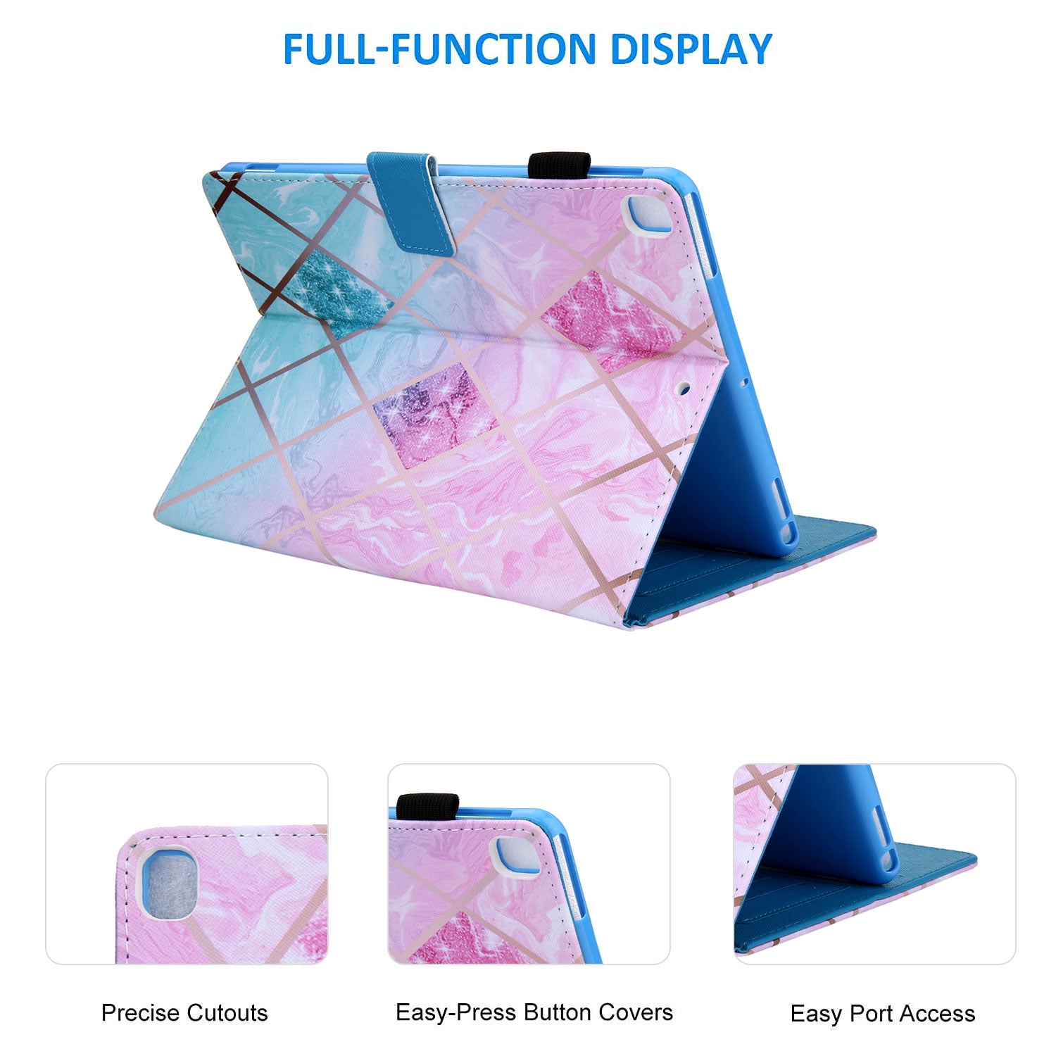 iPad 9.7 6th 5th Case, iPad 9.7 Case with Pencil Holder, Allytech PU Leather Slim Shockproof Auto Sleep Wake Kickstand TPU Back Cover Casef for Apple iPad 9.7 2018/2017, iPad Air 1 2,Pink Green Marble