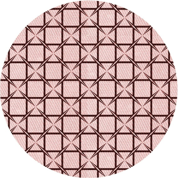 Ahgly Company Machine Washable Indoor Round Transitional Light Rose Pink Area Rugs, 8' Round
