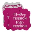 thumbnail image 3 of Inkdotpot Real Silver Foil Bracket Shape Paper Hang Tags Good Bye Tension Hello Pension Retirement Favor Tags Pack Of 100, 3 of 7