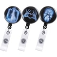 thumbnail image 2 of EeaseCA 3Pcs Radiology Skeleton Skull Pattern Badge Reel Holder Retractable ID Card Key Holder, 2 of 5