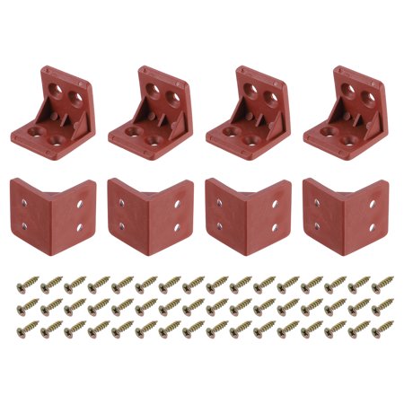 

8Packs 90 Degree Plastic Corner Braces 27x28x27mm Nylon Shelf Right Angle Brackets with Screws (Red Brown)