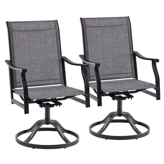 Patio Swivel Chairs Set of 2,Outdoor 360° Swivel Rocker Dining Chairs,Metal Armchair All Weather Resistant for Patio,Backyard,Balcony