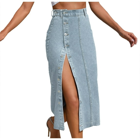 WENWU Women's Irregular Split Denim High Waisted Skirt Girl Skirt Skirt Suits for Women Business