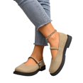thumbnail image 4 of IEMIEMIEM Mary Jane Shoes Women Suede Ballet Flats Platform Non-Slip Classics Round Toe Ankle Buckle Strap Comfort Casual Dress Work Mary Jane Flat Shoes Khaki 8.5 Wide, 4 of 7