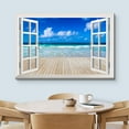 thumbnail image 3 of wall26 Canvas Print Wall Art Window View of Blue Sky Over Beach Pier Nature Wilderness Photography Realism Rustic Landscape Colorful Vibrant for Living Room, Bedroom, Office - 16"x24", 3 of 5
