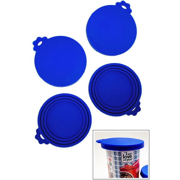 4-Pack Universal Fit Reusable Silicone Pet Food Can Lids - Airtight Washable Tops For Cat or Dog Food Cans