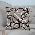 thumbnail image 4 of 18x18 Pillow Covers Set of 2, Brown Geometric Throw Pillow Covers Decorative Couch Cushion Case, Vintage Black White Striped Abstract Art Microfiber Square Pillowcases for Bedroom Car Living Room, 4 of 7