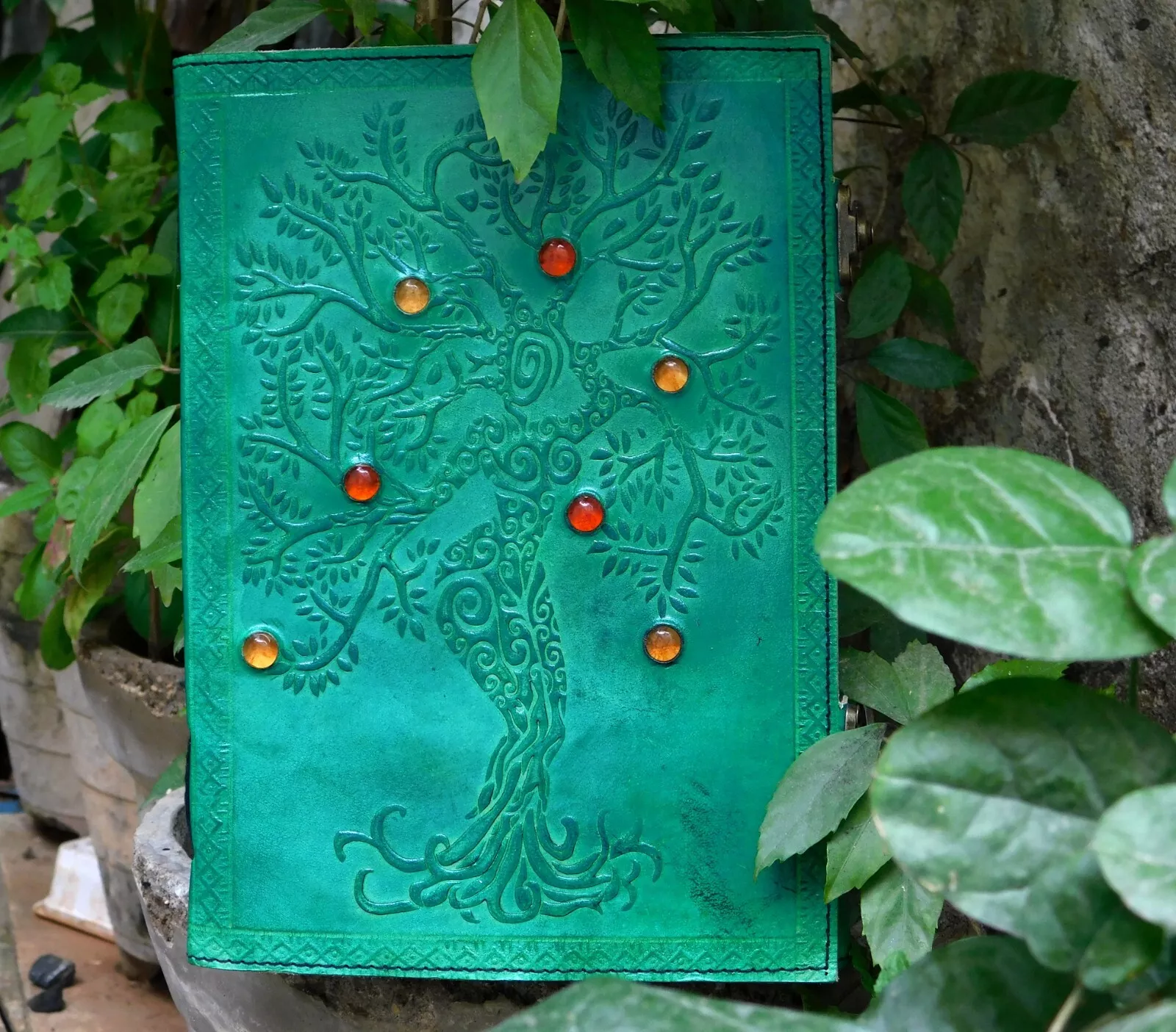 Handcrafted Embossed Tree of Life Design Vintage Leather Bound Journal Energy Reiki Healing Diary Blank Notebook For Men & Women