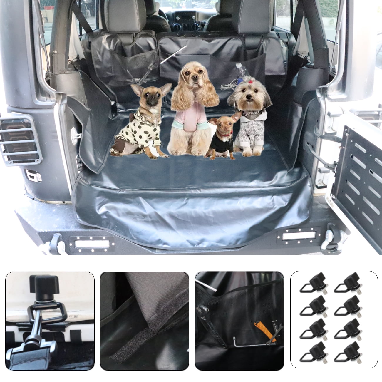 MFC Dog Cargo Liner Back Seat Cover Waterproof Seat Pet Pad Compatible with  for Jeep Wrangler JK 