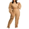 thumbnail image 4 of Aoochasliysweat Suits for Womens 2 Piece Women Trendy Casual Clothes Solid Color Two Piece Knitted Long Sleeve Tassel Outfits, 4 of 6