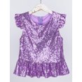 thumbnail image 5 of JanJean Girls Sequins Dance Tops Ruffled Sleeves Crop Tank Tops Modern Jazz Latin Dance Stage Performance Blouse Shirts Lavender 10, 5 of 7