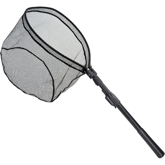 Foldable Fishing Landing Net for Fresh Water, Soft Mesh Telescoping Pole Handle Ensures Safe Catch in Salt Water