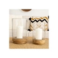 thumbnail image 3 of Cylindrical Hurricanes Candle Holder with Glass and Wood Base for Home Decor - Glass Candle Holder for Table Centerpiece and Lantern Accent Displays - Set of 2, 11", 9", Clear & Brown, 3 of 10