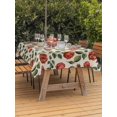 thumbnail image 2 of Outdoor Tablecloth with Umbrella Hole and Zipper, Valentine's Day Rectangle Table Cloth 60x84 Inch Waterproof Tablecloth, Red Roses Leaves Plants Spring Beige Picnic Table Cover for Patio Camping, 2 of 7