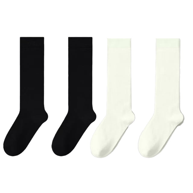 Dinheiro Medias hasta la rodilla de seda transparenteTubo medio negro+tubo medio blanco leche