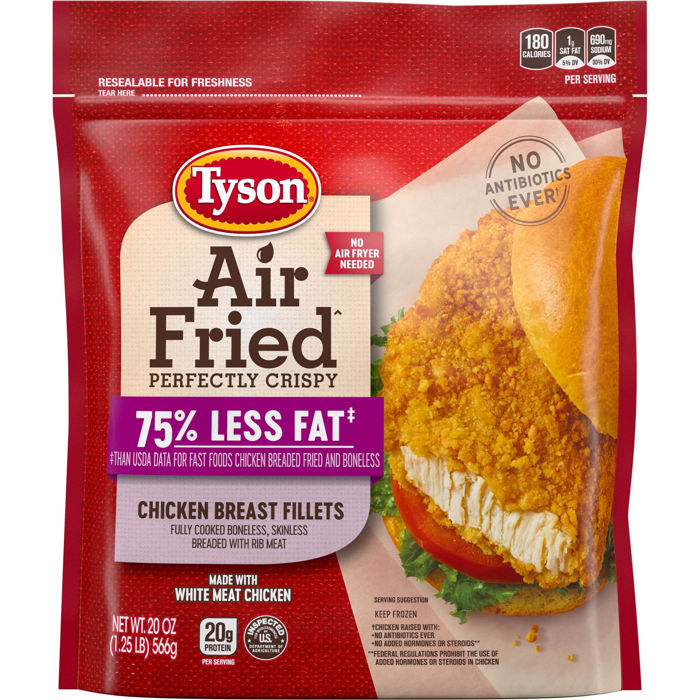Tyson Air Fried Crispy Chicken Breast Fillets, 1.25 lb (Frozen)