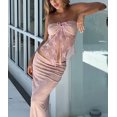 thumbnail image 2 of Women Y2k 2 Piece Maxi Skirt Set Lace Up Crop Tube Tops High Waist Bodycon Long Skirt Set Summer Party Beach Wear, 2 of 6