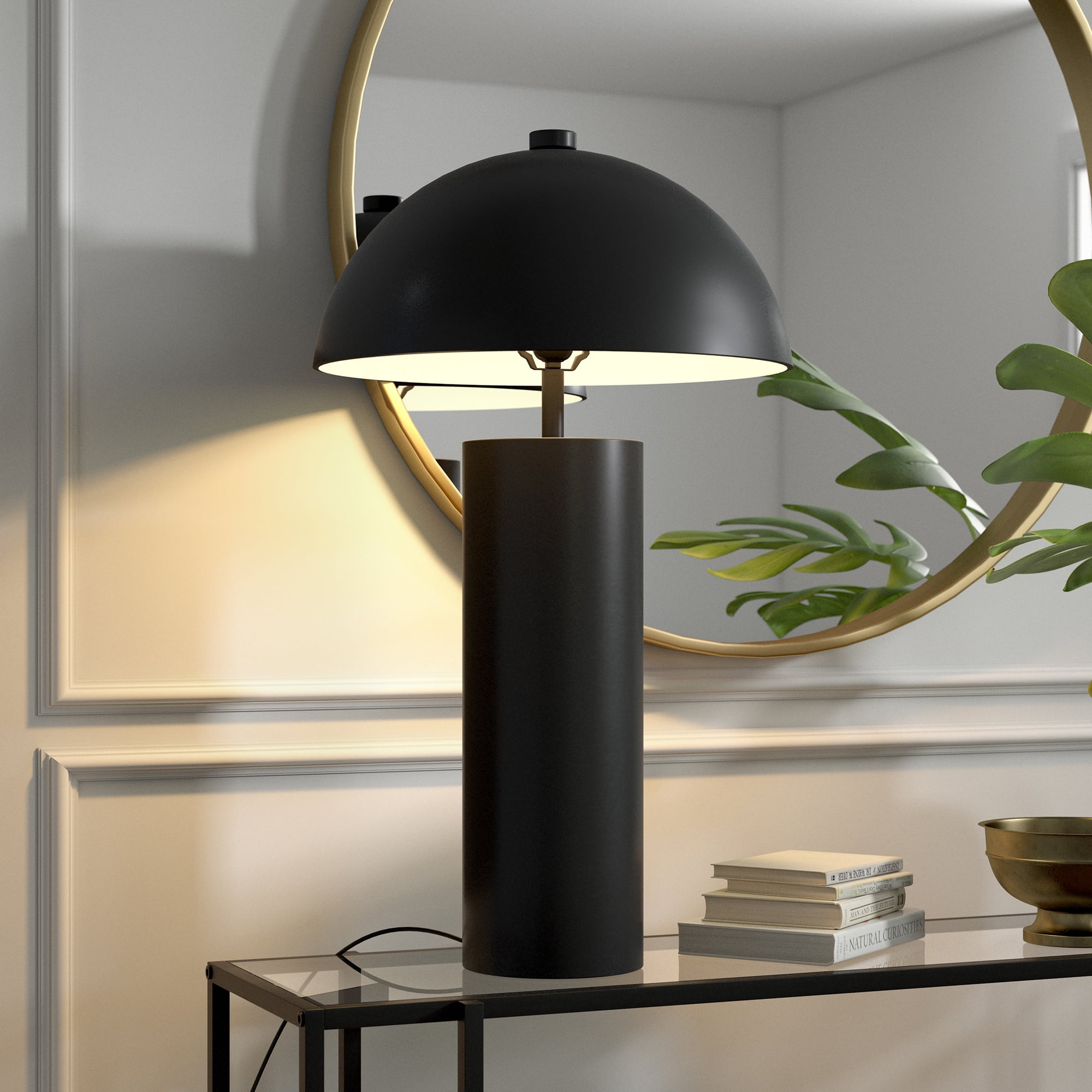 Evelyn&Zoe York 27" Tall Table Lamp with Metal Shade in Blackened Bronze/Blackened Bronze