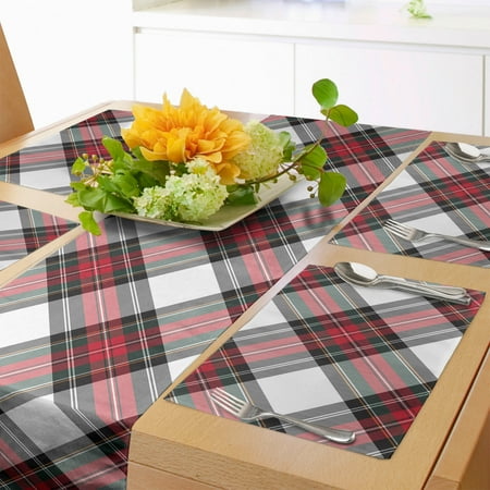 

Tartan Table Runner & Placemats Traditional Plaid with Diagonal Lines and Rhombuses Scottish Culture Inspirations Set for Dining Table Placemat 4 pcs + Runner 12 x90 Multicolor by Ambesonne