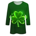 thumbnail image 5 of Diufon T-Shirts de la Saint-Patrick pour Femmes, Grande Taille, Imprimé Trèfle, Manches 3/4, Col Rond, 5 of 5