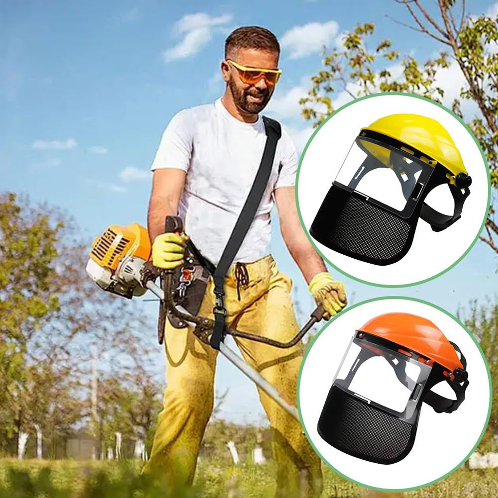 Face Logging Helmet, Adjustable Safety Helmets with Visor, Full Face Mesh Protective Mask, Forestry Hat For Gardening Logging Lawn Cutter