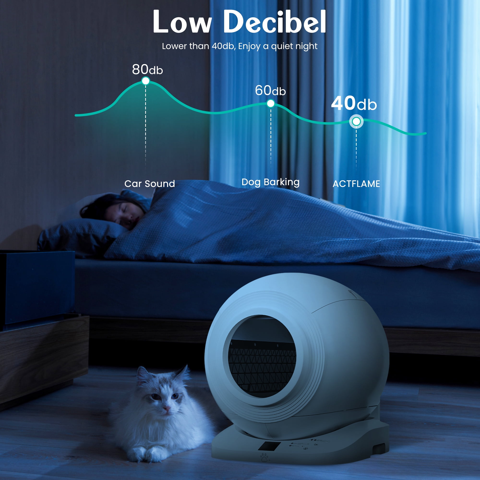 Kepane Automatic Self Cleaning Cat Litter Box with App Control Support WiFi