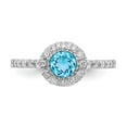 thumbnail image 5 of Solid 14k White Gold 5mm Blue Topaz Diamond Engagement Ring Size 6.5 (.36 cttw.), 5 of 6