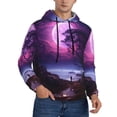 thumbnail image 2 of Pofeuu Purple Moon Tree Night Sky Print Mens Casual Hooded Collar Drawstring Hoodies Pullover Sweatshirts Casual Long Sleeve Shirts-3X-Large, 2 of 7