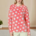 thumbnail image 6 of Besolor Womens Fleece Fuzzy Pajama Tops Star Print Soft Plush Crewneck Long Sleeve Warm Winter Shirts Sleepwear, 6 of 7