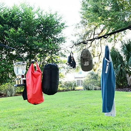 

Promotion! Camping Clothesline Campsite Storage Strap Loop With 19 Carabiner Hooks For Hanging Outdoor Camping Accessories