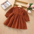 thumbnail image 7 of GZEFJRQM Girls Ruffle Button Princess Dress Kids Corduroy Ruffle Long Sleeve Dress with Headband Toddler Baby Girl Princess Party Dress Fall Winter Skirt Outfit, 7 of 7