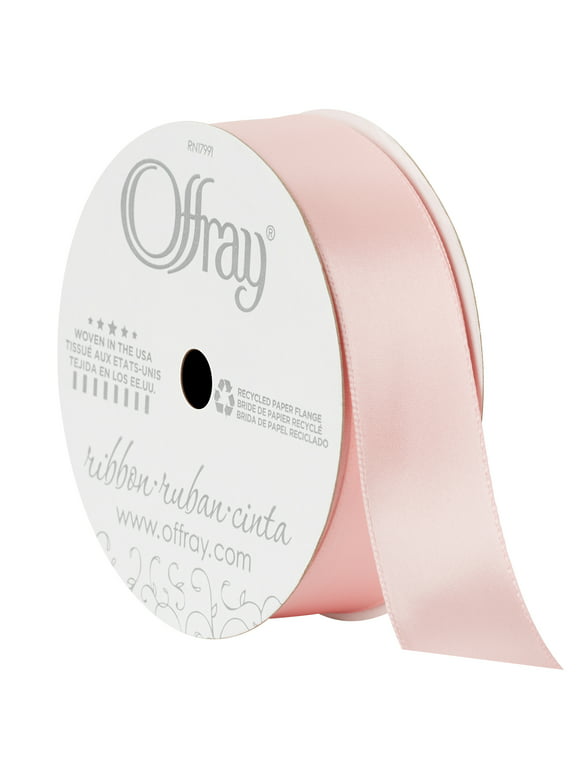 Offray Ribbon, Carnation Pink 7/8 inch Single Face Satin Polyester Ribbon, 18 feet