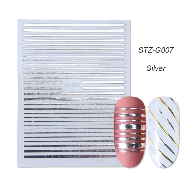 Pegatinas de uñas de líneas simples 3D, calcomanías de letras de rayas de Metal de oro rosa, deslizadores de arte de uñas de Gel curvo, decoración de manicura de esmalte BESTZGS014 Dengxun unisex