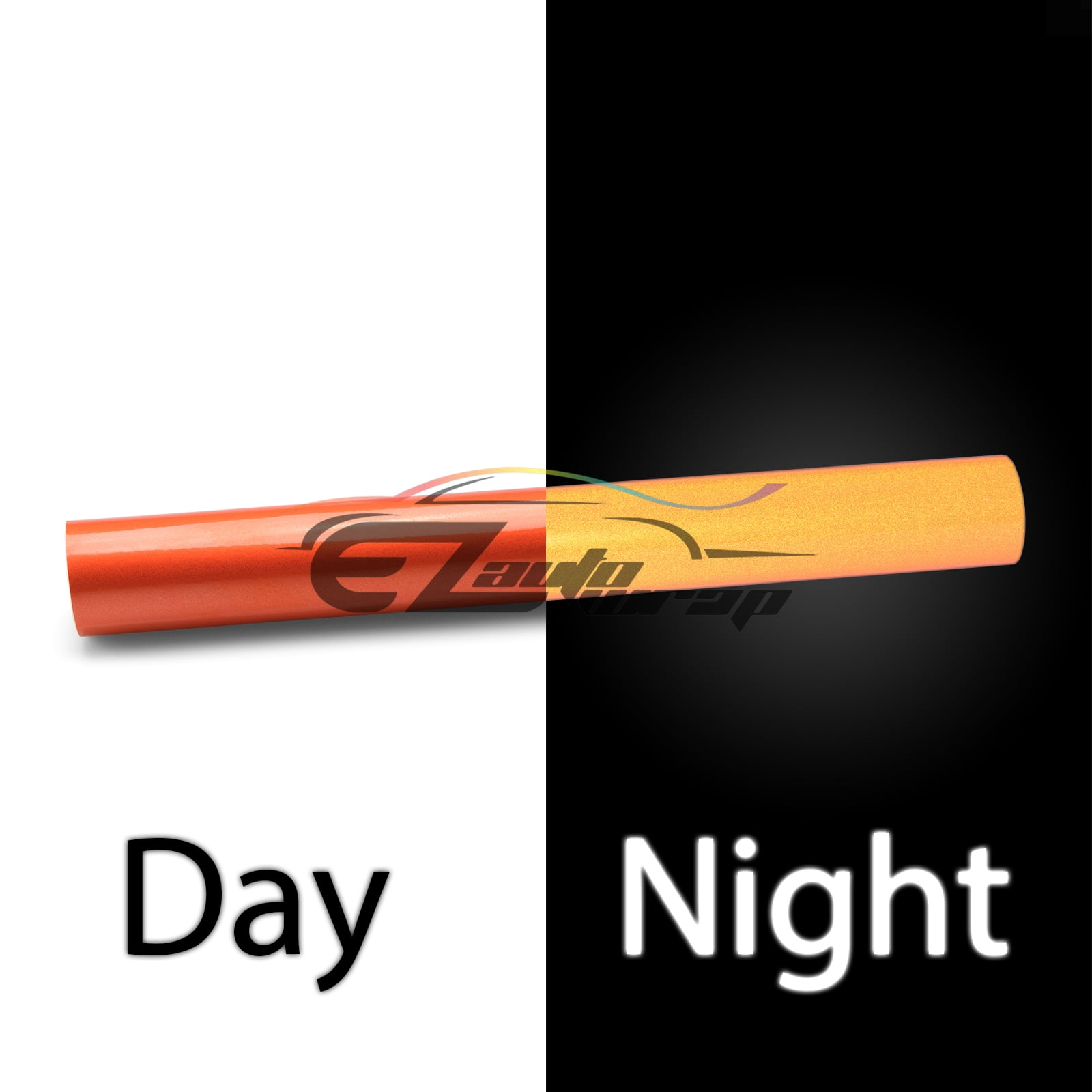 EZAUTOWRAP Orange Night Reflective Vinyl Wrap Sticker Decal Graphic Sign Self Adhesive Film Roll For Car Vehicle Boat Truck Trailer RV Motorcycle Bike Road Sign Party Club Decoration