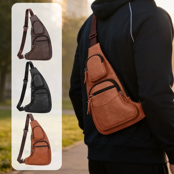 breaise Small Sling Bag for Women PU Leather Crossbody Bags Fanny Pack Chest Bag for Travel