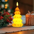thumbnail image 4 of LED Flameless Battery-Operated Sparkly Glitter 3D Fire Wick Flickering Flame Snowman Candle Decor for Christmas Celebration Party (C), 4 of 6