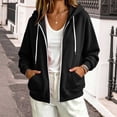 thumbnail image 4 of SYwaren Women's Casual Full Zip Hoodie Long Sleeve Loose Oversized Solid Color Hooded Sweatshirt Jacket with Pockets Trendy Stylish, 4 of 6