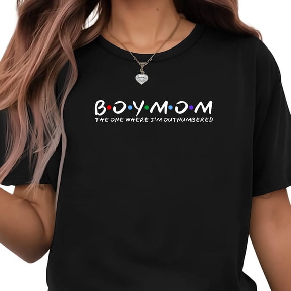 BandRole Boy Mom Shirt – The One Where I’m Outnumbered – Mom of Boys T-Shirt – Relatable Mom Life Tee – Gift for Boy Moms – Mom of Sons Shirts