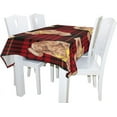 thumbnail image 2 of Coolnut 60"x120" Bears On Red Tartan Plaid Tablecloth Modern Table Cover for Home Decoration, Spill Proof Cloth Washable for Dinner Picnic, 2 of 6