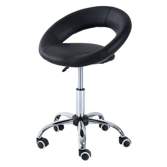 Taburete de salón con ruedas HOMCOM Crescent, altura ajustable, color negro