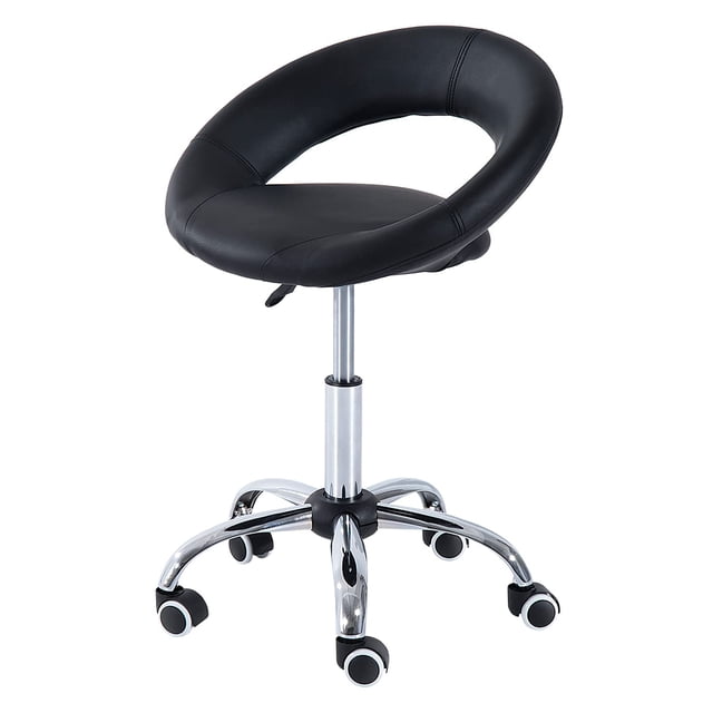 Taburete de salón con ruedas HOMCOM Crescent, altura ajustable, color negro