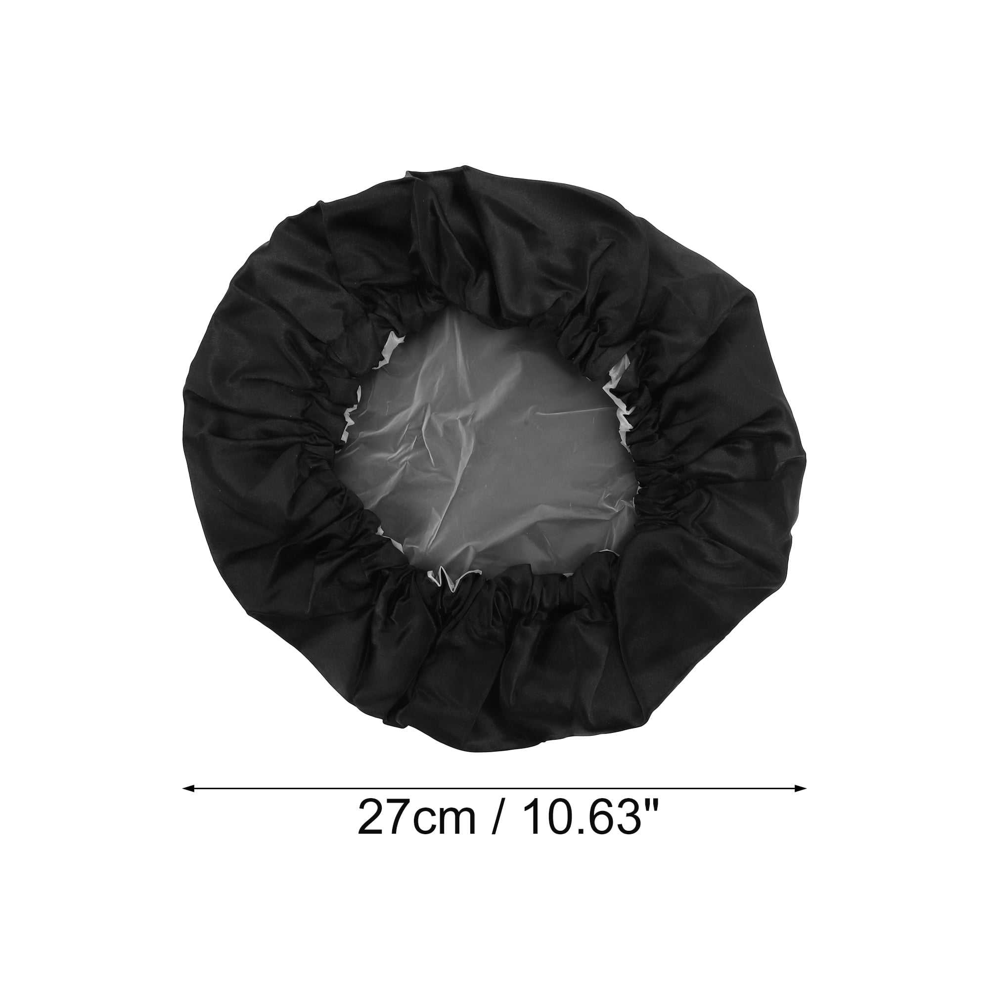 Unique Bargains 1 Pc Durable Double Layer Shower Cap Black
