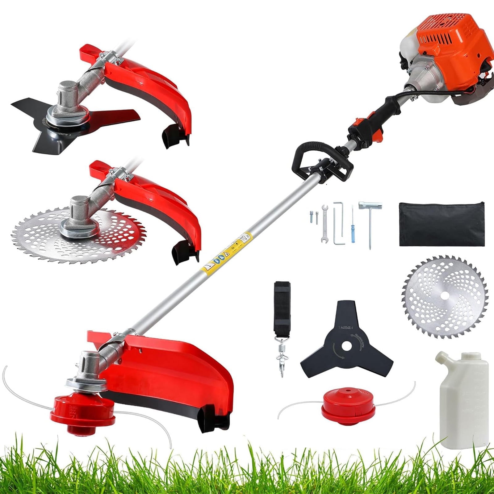 Golyzmt 52cc Gas Powered Weed Wacker, 3-in-1 String Trimmer with 18" Cutting Swath & 10" Brush Blade, Straight Shaft Edger for Lawn, Adjustable Handle & Shoulder Strap Included