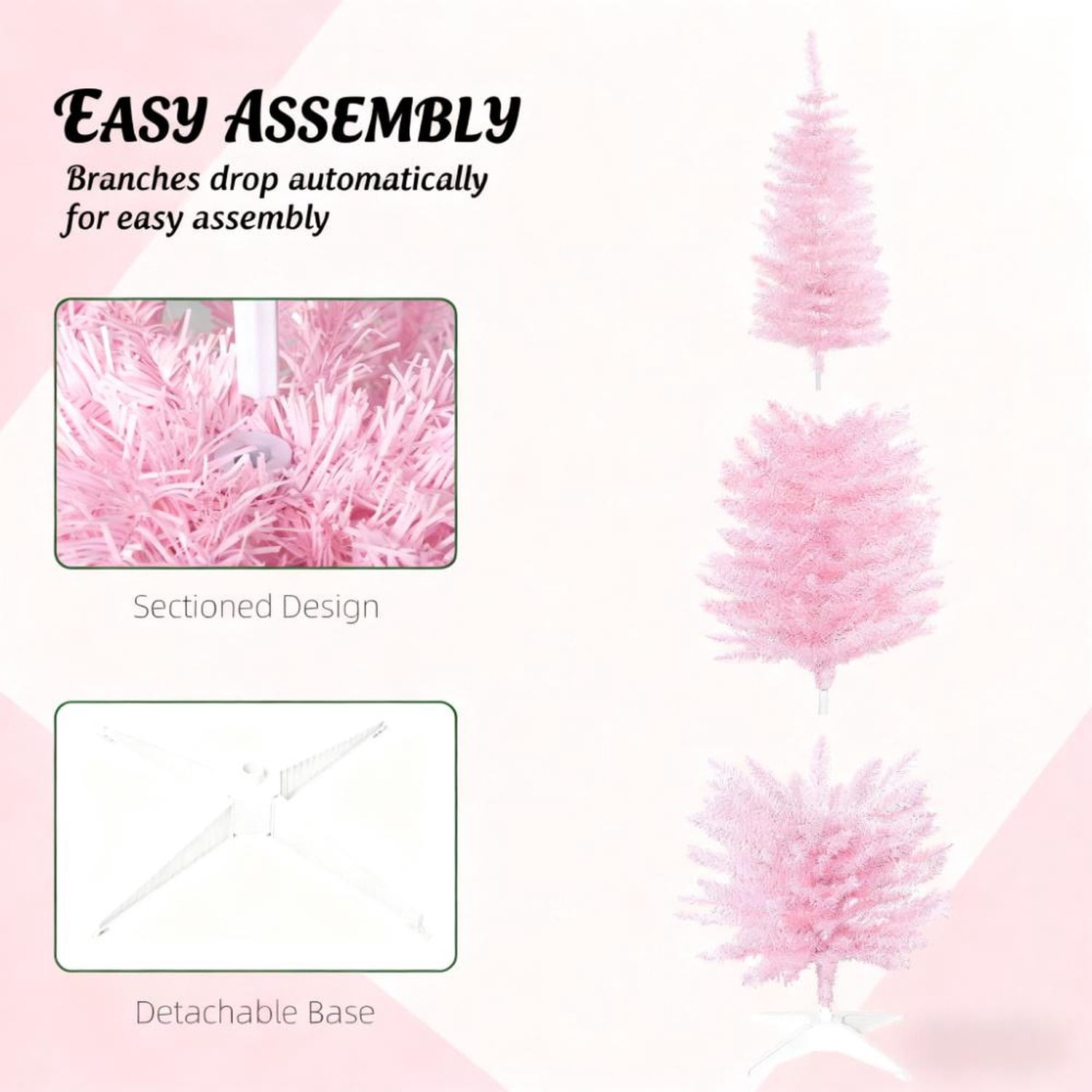Pink Pencil Christmas Tree 6ft Artificial Plastic