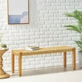 thumbnail image 3 of Outdoor Backless Garden Bench, Acacia Wood Public Rest Seat for Patio Garden, Teak Brown, 3 of 10