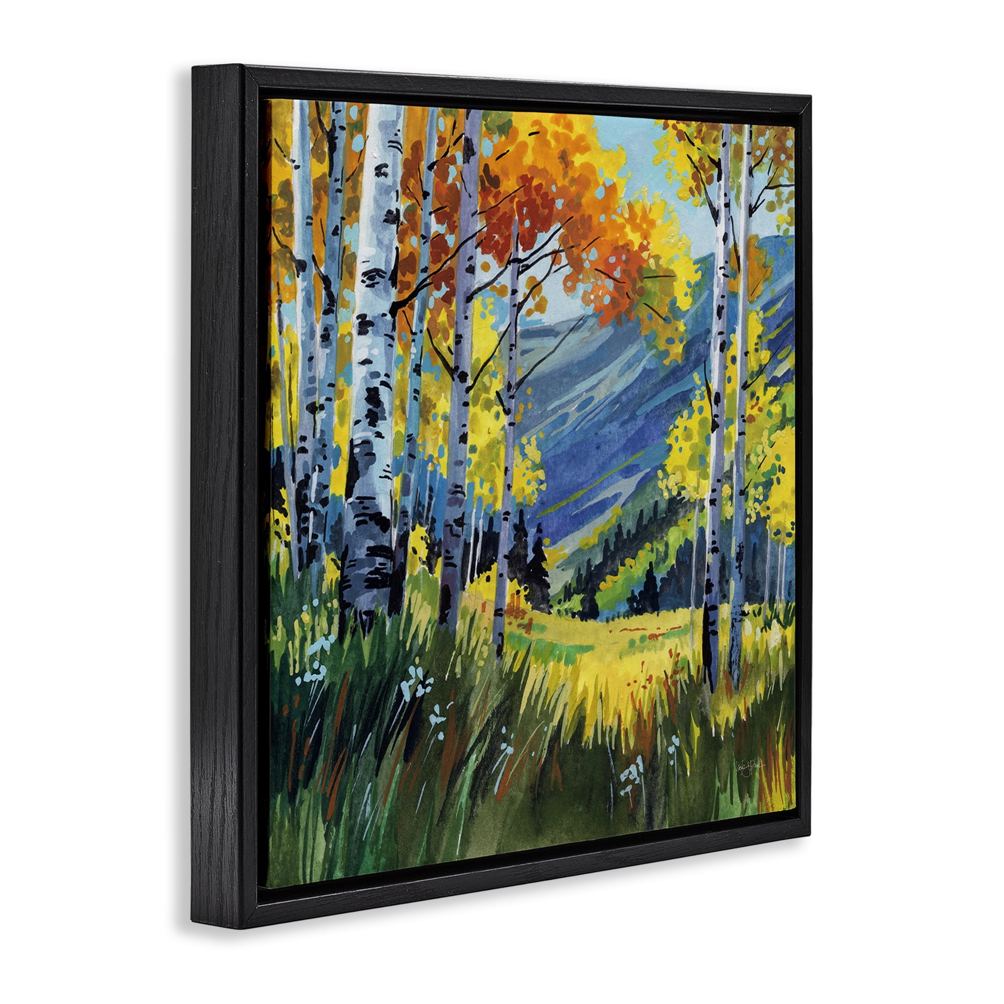 Stupell Industries Autumn Golden Birch Grove Black Framed Floater Canvas Wall Art, design by Kate Jarvik Birch