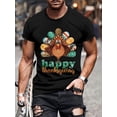 thumbnail image 1 of Camiseta informal de poliéster con cuello redondo y estampado de pavo para hombre, lavable a máquina. Para adultos, hombres, mujeres, adolescentes y jóvenes., 1 of 5