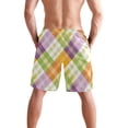 thumbnail image 3 of Dailycode Men's Quick Dry Swim Trunks Beach Shorts Casual Summer Board Shorts with Pockets, Colorful Gingham, 3 of 8