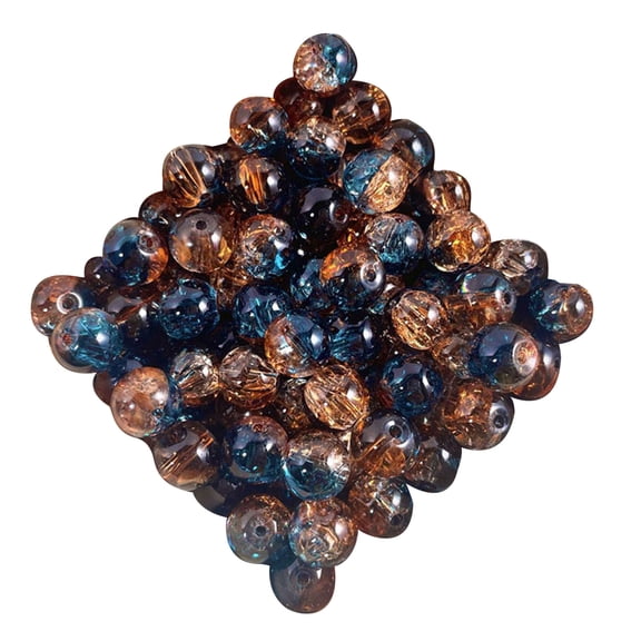 50Pcs Crushed Ice Textured Glass Beads with Hole Multicolored Round Glass Beads For Necklace Bracelets Jewelry Making