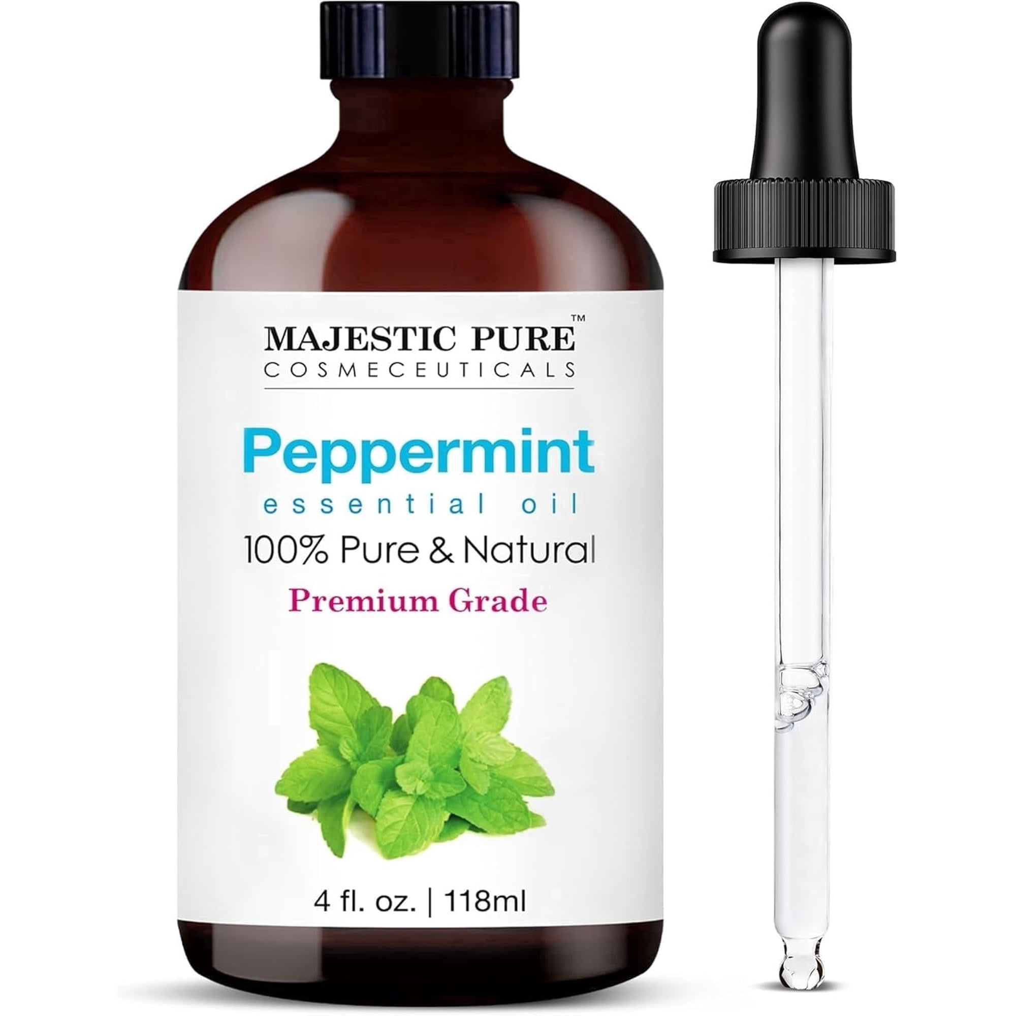 Majestic Pure Peppermint Essential Oil – Premium Peppermint Oil for Aromatherapy, Diffusers, Hair Care, Skin Care, Massage, Humidifiers & DIY Projects, 4 Fl Oz